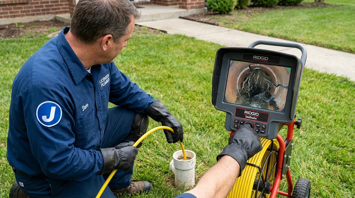 Sewer camera inspection being performed by Johns Plumbing LLC in Plattsburgh